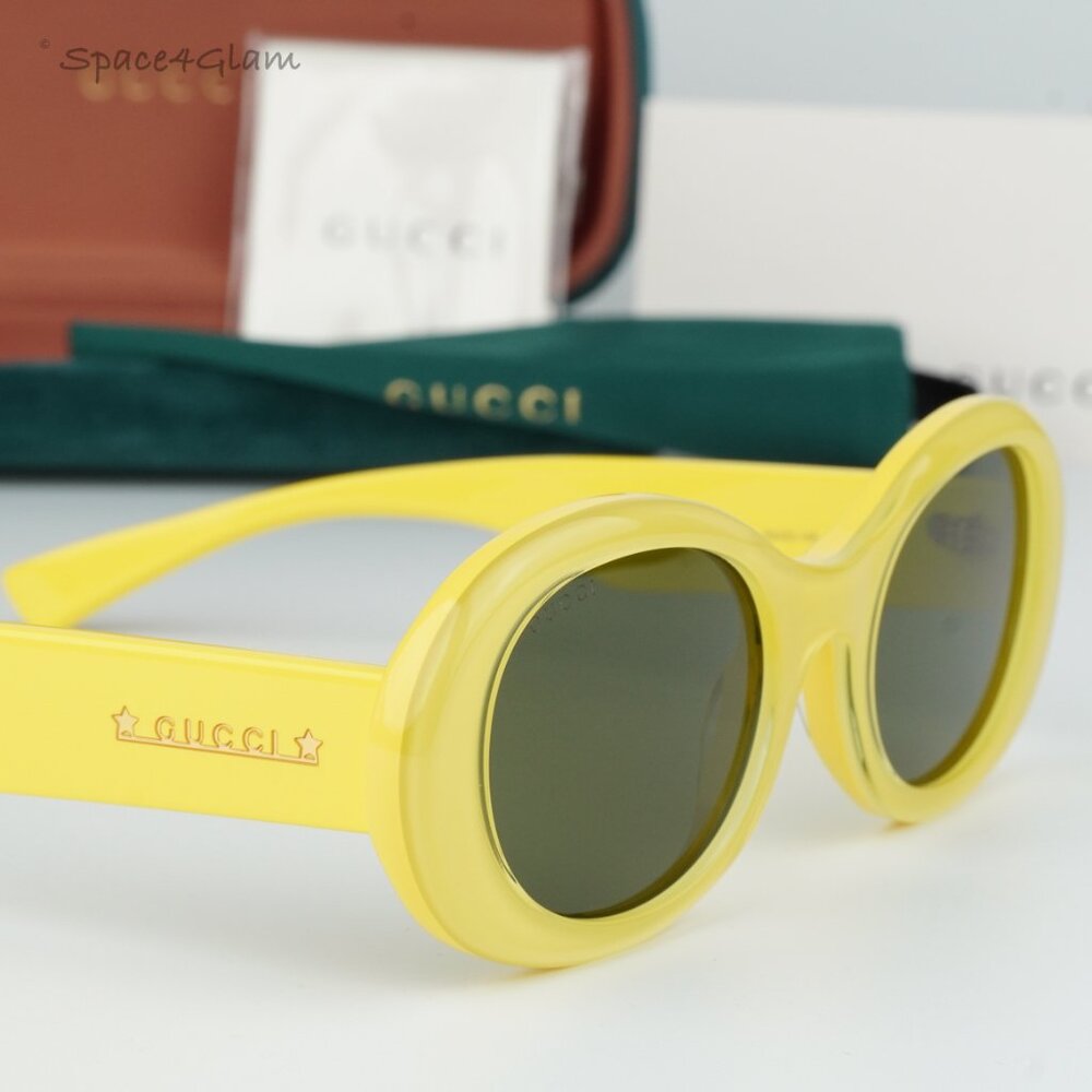 BRAND NEW Gucci GG1587S 004 Yellow Green Women Oval Sunglasses GG 1587S